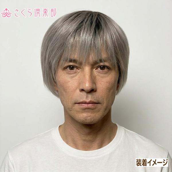 さくら倶楽部 男性用メンズウィッグ フルウィッグ 白髪入り mm017 男性