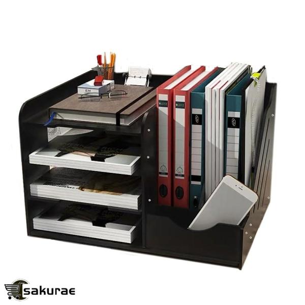 【高品質素材】サイズ：40/31/25cm、このデスクトップ収納ラックは、優れたPVC素材で作られており、洗浄が容易で防水性、防火性、防カビ性、割れにくさ、膨張しないなどの利点を備えています。表面は滑らかで美しく、曲線デザインにより、本や手...