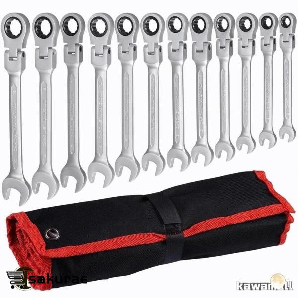 首ふり ラチェット メガネレンチ 12本セット 8?19mm 工具 ソケット KTC スナップオン スパナ ボルト