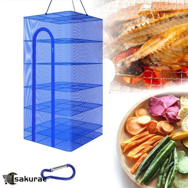 干し網 野菜干しネット 万能干しかご 「5段 100M?吊り下げ? ファスナー式? 折りたたみ?レシピ付き」 ハンキングドライネット キャンプ 虫除け 万能干し網 干しカ