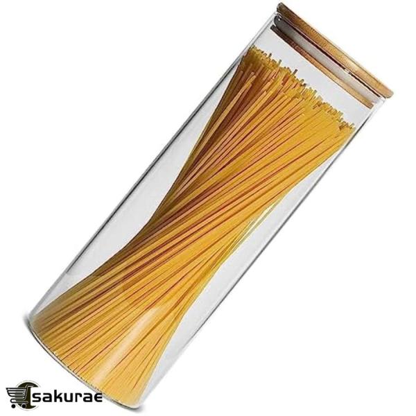 ガラスキャニスター 密閉 2000ml パスタケース パスタ保存容器 パスタ入れ パスタ 瓶 密封瓶 竹蓋付き 穀物 コーヒー豆 1個セット 食品貯蔵容器
