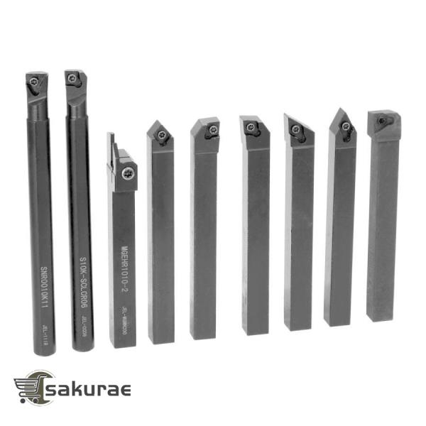 旋盤 バイト ホルダー 10mm 角 9本 チップ付 セット 新品 スロー