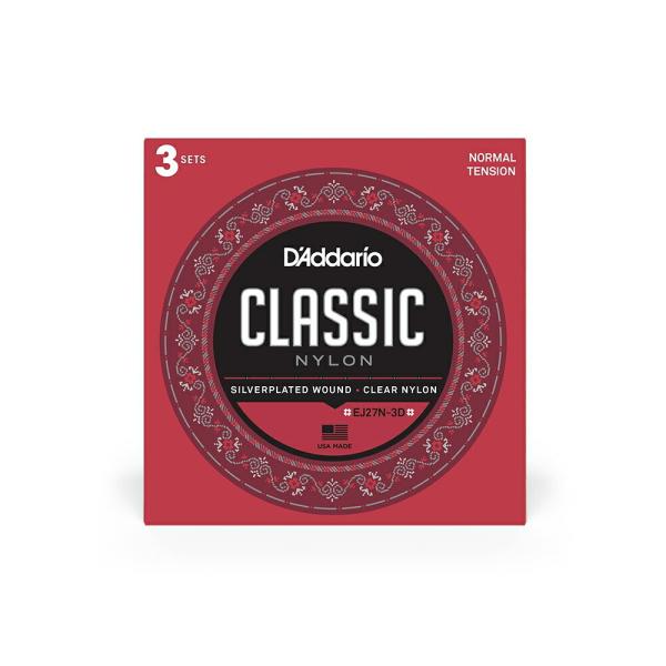 D'Addario __I NVbNM^[ Sliverplated Wound Clear Nylon Normal Tension EJ27N-3D 3setpbNk__Ilk䂤pPbgΉl