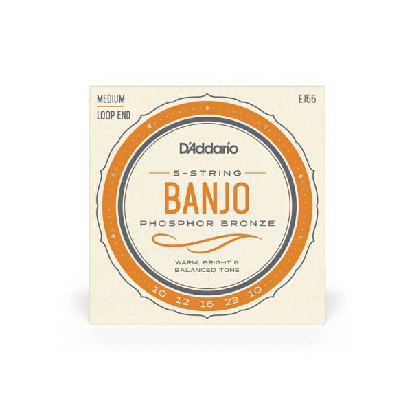 D'Addario バンジョー弦 フォスファー Medium 5弦 EJ555-String Banjo , Phosphor Bronze , Medium , 10-23ゲージ：.010/.012/.016/.023/.010チューニン...