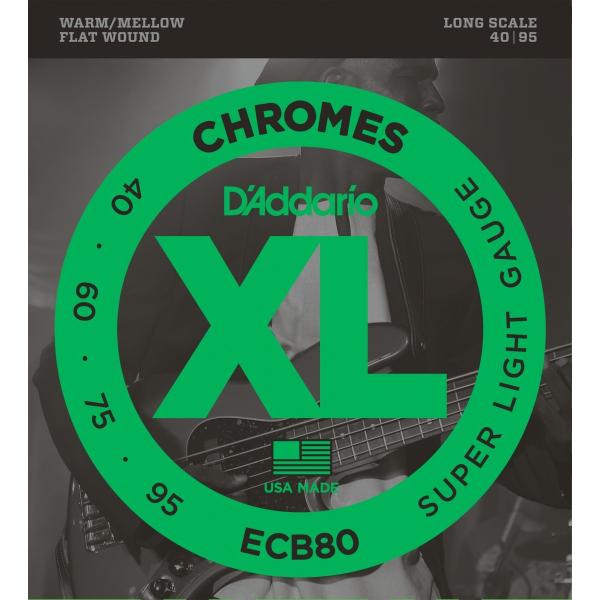 D'Addario __I x[X ECB80 "XL Chromes Flat Wound"kdaddario ecb-80lk䂤pPbgΉl