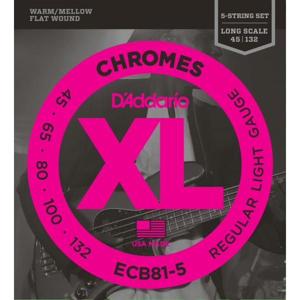 D'Addario __I x[X ECB81-5k5pl"XL Chromes Flat Wound"kdaddario ecb-81-5lk䂤pPbgΉl