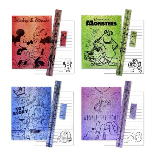 ディズニーキラキラ4点文具セット 景品 粗品 文房具 鉛筆 ディズニー 