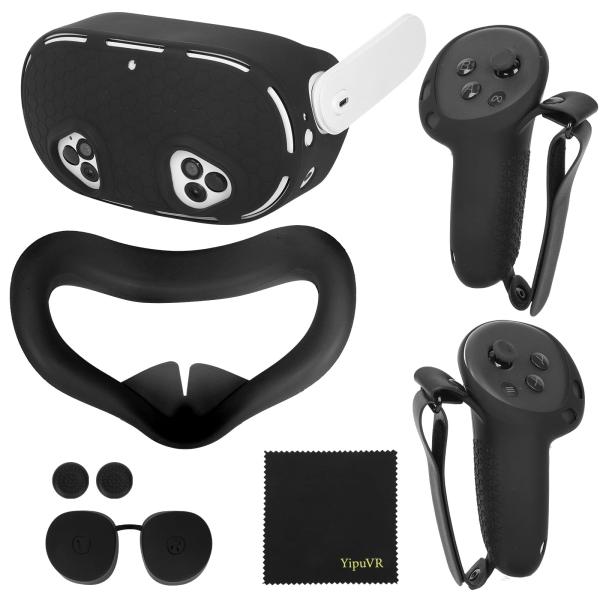 YipuVRシリコンカバーセット メタクエスト3S用、オキュラスクエスト3S用アクセサリー、VRシリコン保護カバー、コントローラーグリップカバー、V