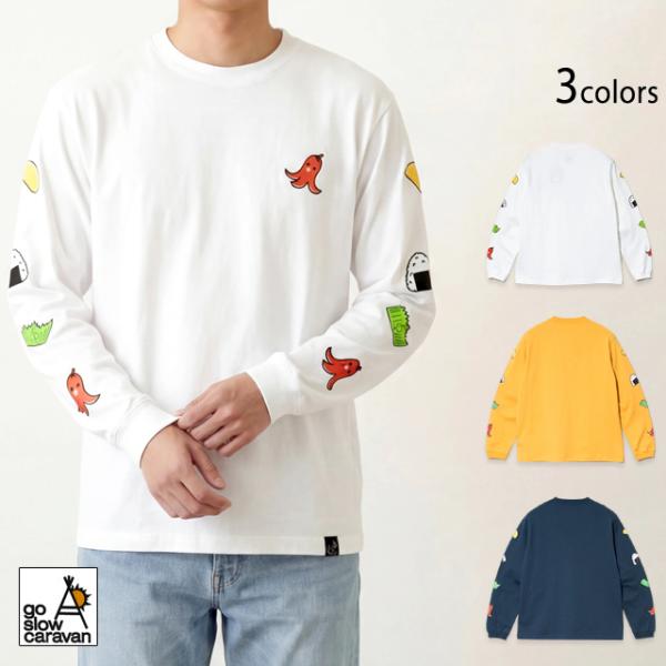 USA/C お弁当柄ロングスリーブTシャツ go slow caravan 361904 ゴースローキャラバン ネコ ユニセックス 長袖爆買