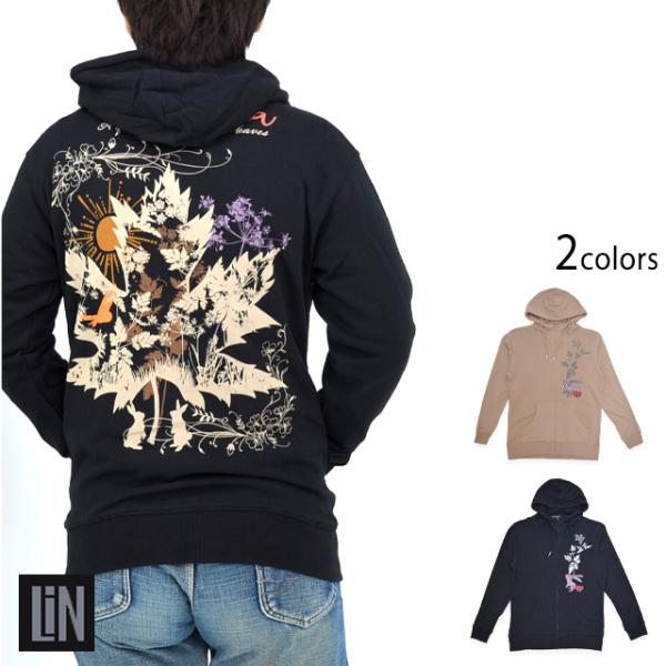 黒菟華 楓の中の静かな森パーカー LIN AL-759084 和柄 うさぎ ウサギ スウェット ユニセックス 黒菟華 楓の中の静かな森パーカー LIN AL-759084 和柄 うさぎ ウサギ