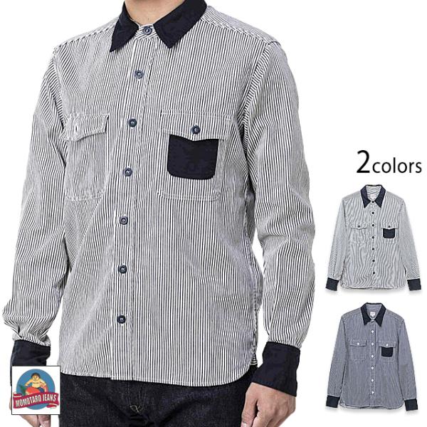 桃太郎ジーンズ/MOMOTARO JEANS/ストライプワークシャツ 桃太郎ジーンズ（MOMOTARO JEANS） コンビネーションストライプ長袖