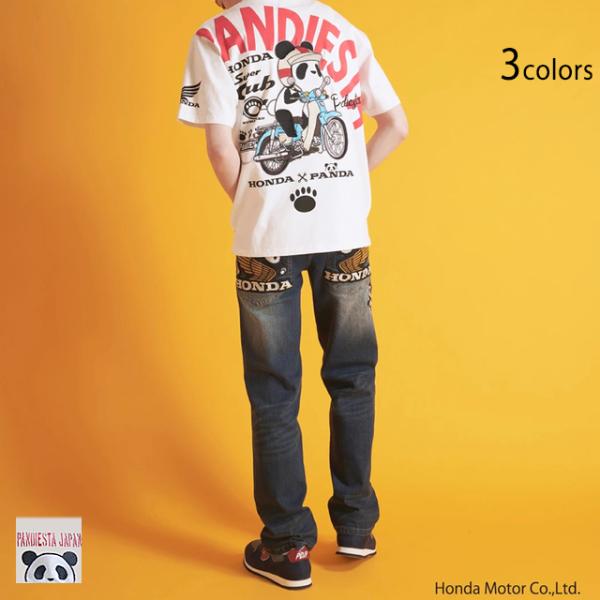 HONDA×PANDIESTA SUPER CUB半袖Tシャツ PANDIESTA JAPAN 523503 パンディエスタジャパン 本田技研 パンダ 刺繍 sakurastyle_nsk-m14021