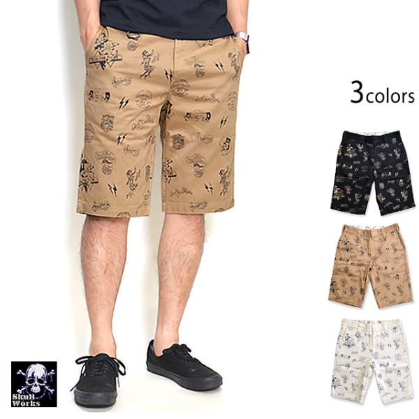 総柄ショーツ◆スカルワークス/141513送料無料アメカジバイカーSKULL WORKS 総柄ショーツ スカルワークス 送料無料 アメカジ バイカー SKULL WORKS