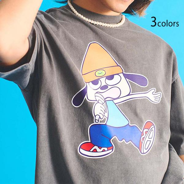 パラッパラッパー ピグメント加工 シングパラッパロゴプリントTEE サクラスタイルセレクション 142200 プレステ ダンス爆買