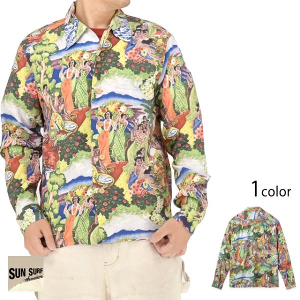 長袖レーヨンアロハシャツ SPECIAL EDITION 「ORIGINAL MATSON MENU DESIGN by EUGENE SAVAGE」 SUN SURF SS29679