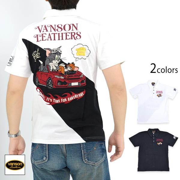 vanson×TOM＆JERRY 天竺半袖ポロシャツ vanson TJV-2417 バンソン