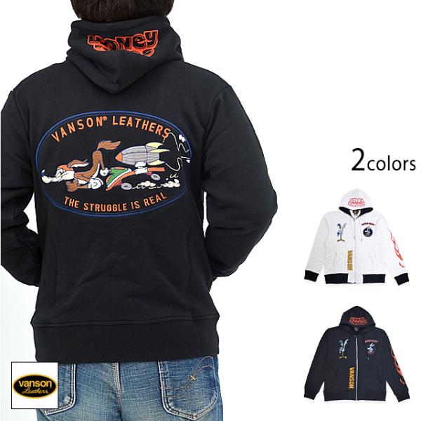 vanson×LOONEY 裏毛フルジップスウェットパーカー vanson LTV-2403