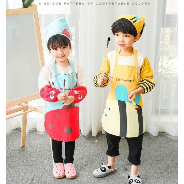 子供 キッズ 用 エプロン 三角巾 アームカバー ３点セット 防水 仔猫 ミツバチ てんとう虫 166 さくら禅 いいね百貨 通販 Yahoo ショッピング