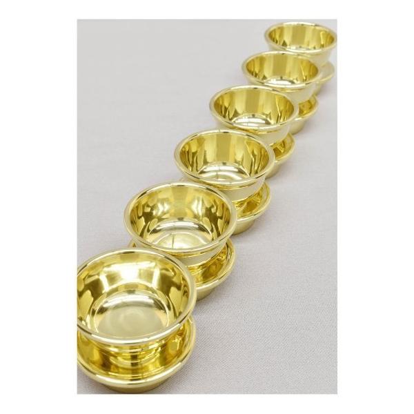 密教法具 六器 極上品 中サイズ 口径6.8cm 真鍮製 ミガキ仕上げ : 京