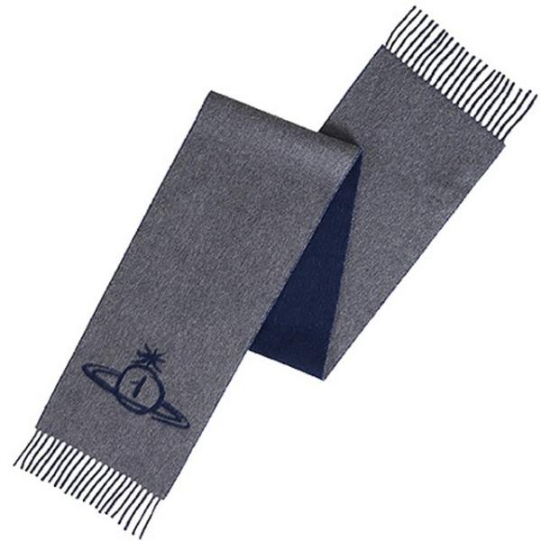 ヴィヴィアンウエストウッド Vivienne Westwood Orb1 バイカラー メンズマフラー グレー ネイビー系 灰 紺 Sagaretxe Net