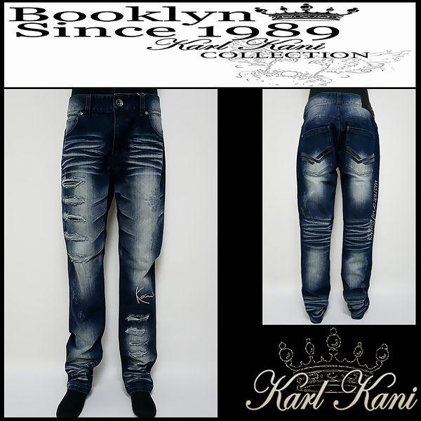 Karl Kani（カールカナイ） 服 ストレッチブラックリペアダメージ 