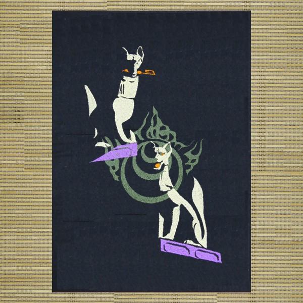 伏見稲荷大社の狛狐 刺繍 和風 壁掛け 壁飾り 掛け軸 タペストリー グッズ 0kabe118 様様三昧 通販 Yahoo ショッピング