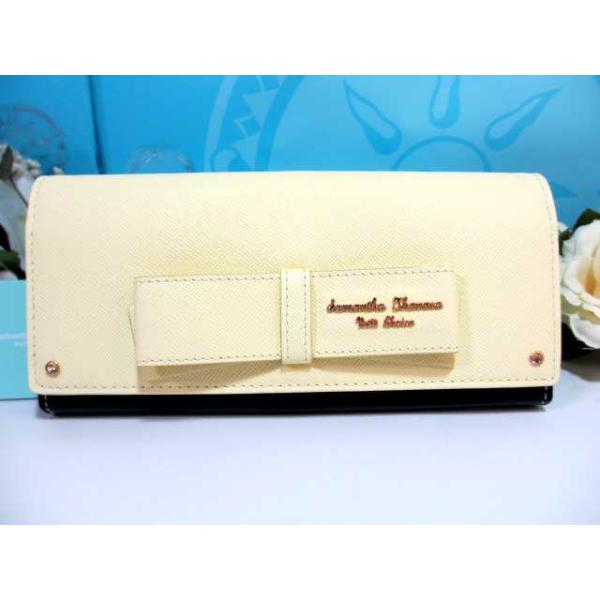 サマンサプチチョイス　ベージュ　ゴールドリボン 牛革 長財布　新品未使用 サマンサタバサプチチョイス Samantha Thavasa Petit Choice リボン