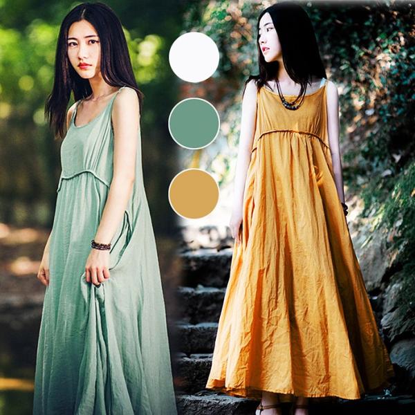 ワンピース レディース 40代 ロングワンピース きれいめ 夏 ジャンパースカート ワンピ 綿麻 ナチュラル 文芸系 森ガール Ski965 Sami 通販 Yahoo ショッピング