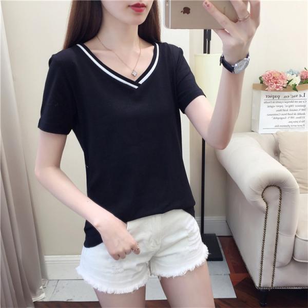 Tシャツ トップス レディース 半袖 カットソー Tシャツ 無地 黒 白 オシャレ 19 Tシャツ Vネック 代 30代 40代 コーデ アウター Buyee Buyee Japanese Proxy Service Buy From Japan Bot Online