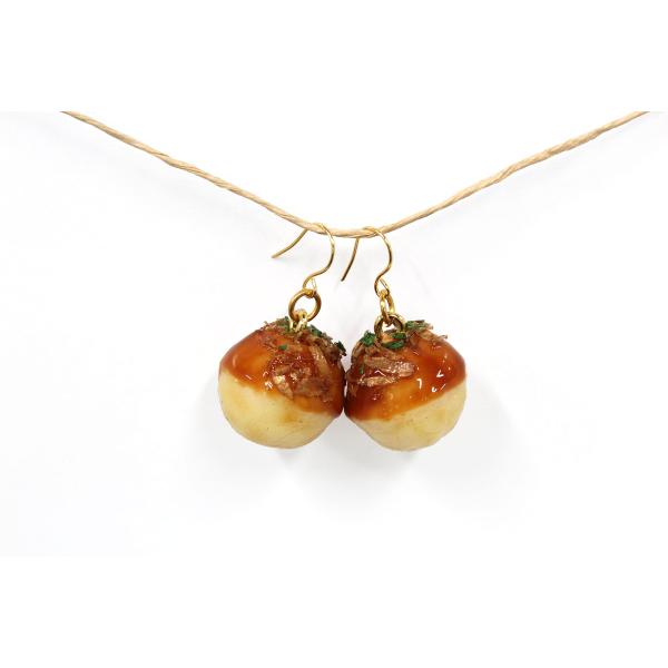 食品サンプル　ピアス(ゴールド）　ミニたこ焼き