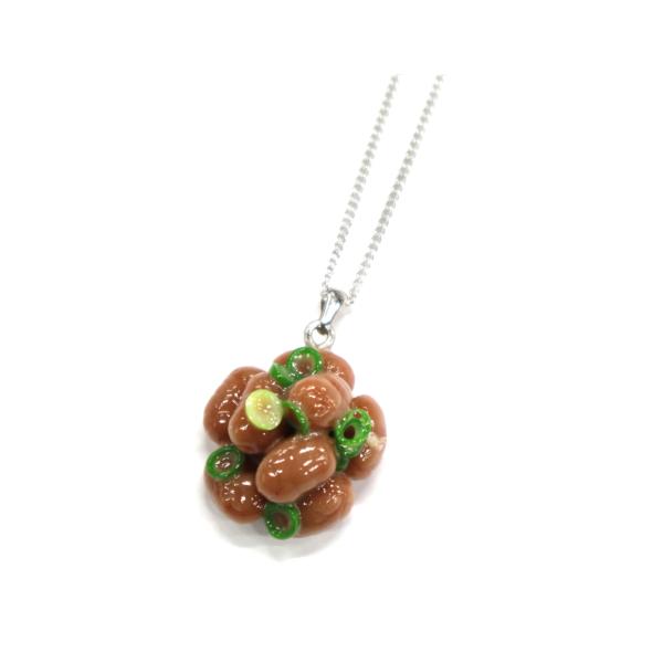 食品サンプル つぶつぶシリーズ ネックレス シルバー（納豆）