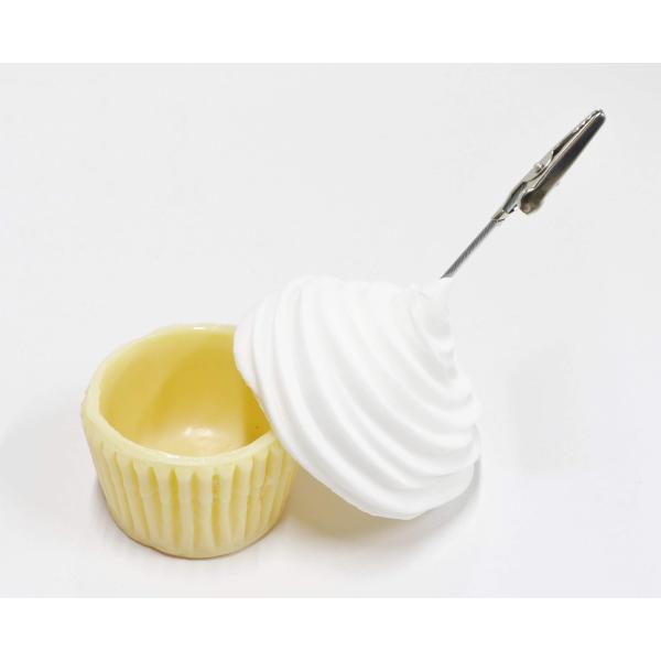 食品サンプル　カップケーキ（ホワイト）　メモクリップ小物入れ