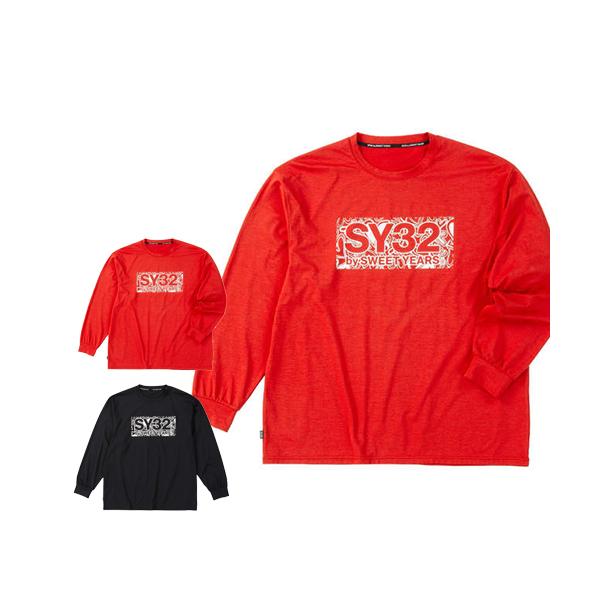 大きいサイズ メンズ SY32 by SWEET YEARS ハートパターンボックスロゴ 長袖 Tシャツ レッド 1278-5600-1 3L 4L 5L 6L SY32 by SWEET YEARS 大きいサイズ ハートパターンボックスロゴ長袖T