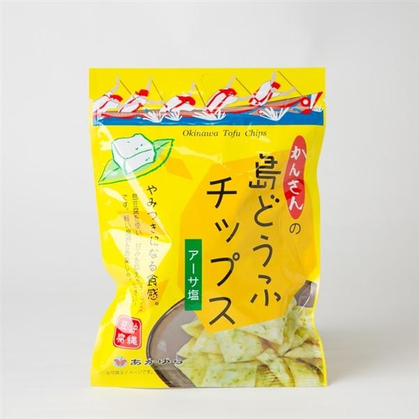 ■商品名 【あかゆら　島どうふチップス　アーサ塩】■商品について：島豆腐を使い、甘みを抑えたチップスです。軽い食感をお楽しみください。沖縄の豆腐は味が濃厚なのが特長です。 食卓に欠かせない島豆腐をお菓子にしました。手軽に食べられる「島どうふ...