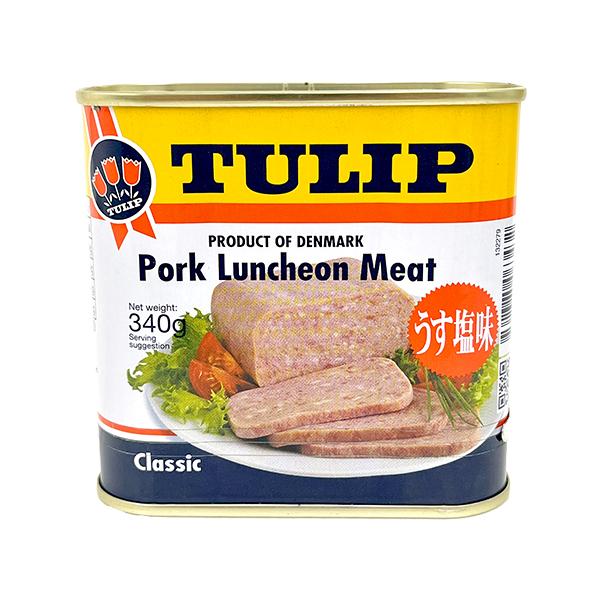 ■商品名【チューリップ　ポークランチョンミート】■商品についてデンマーク産のポークランチョンミートです！★ケース販売→　24缶セット　　　　　　　　　　　　48缶セット塩分相当量：（100ｇあたり）1.78ｇ■原材料名豚肉、でん粉、食塩、ガ...