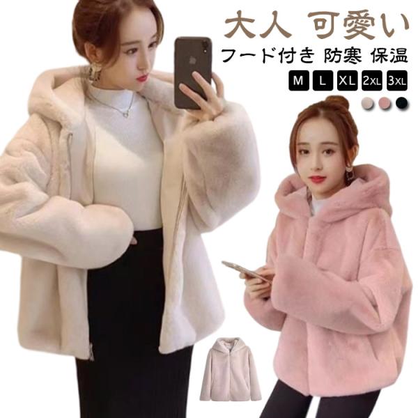 新品　アンパスィ　アウター　ジャケット　ブルゾン ファー付き　防寒　ふわふわ Ambre Neige（アンブルネージュ） ブルゾン アウター fake far padding