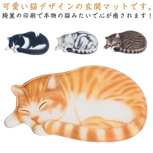 玄関マット カーペット  3D猫柄ラグ フロアマット ラグマット 滑り止め付 リビングルームカーペット マット 家庭用 ソファ フロアマット 玄関マッ