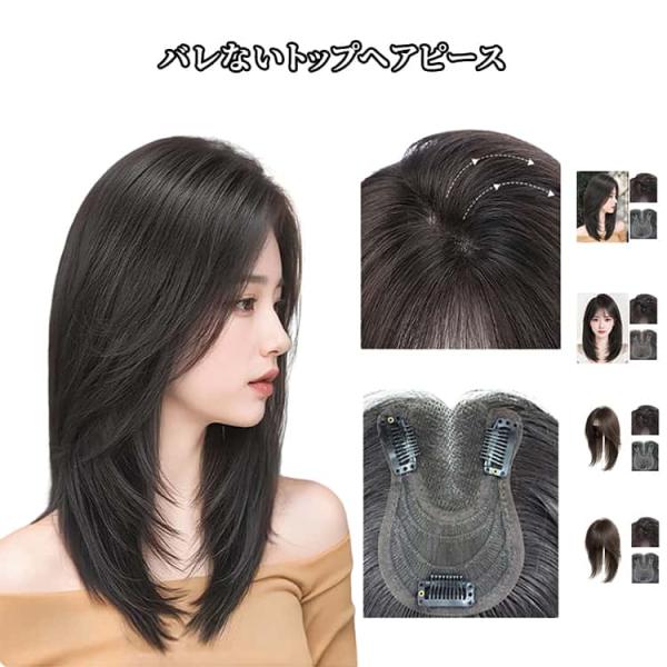 トップカバー トップヘアピース 部分ウィッグ バレない 頭頂部 ウィッグ ハーフウィッグ 白髪隠し ウィッグ 薄毛隠し つむじ ヘアピース つけ毛 ボ