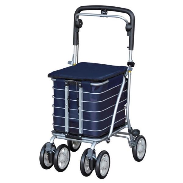 須恵廣工業 シルバーカー アルミワゴン MS NO135 座れるタイプ 説明書付 須恵廣工業 アルミワゴンMS No.135 シルバーカー 押し車 買い物 カゴ