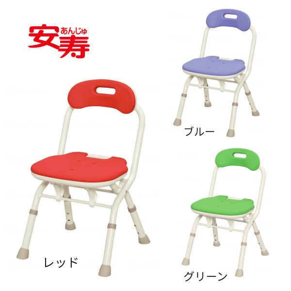 ●品番／536-059、536-060、536-061●カラー／レッド、ブルー、グリーン●座面寸法／座幅：36cm、奥行き：32cm　●耐荷重：100kg●重量／約3kg●特徴／・狭い浴室でも安心して使える、最薄クラスの折りたたみ幅15cm...