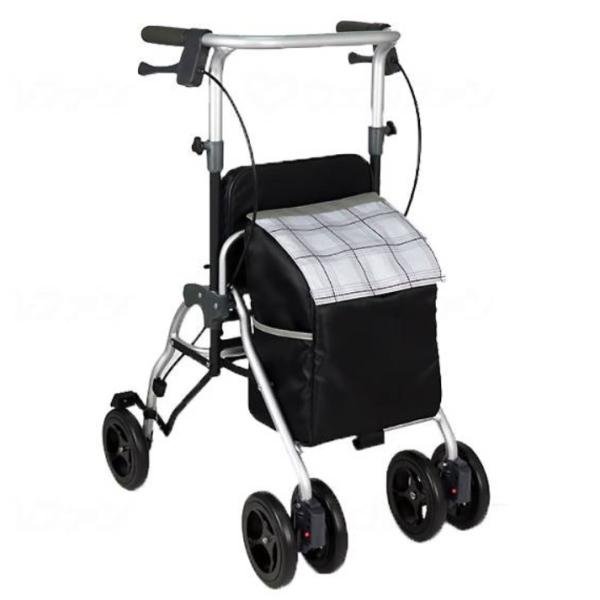 ●カラー／チェックパープル●サイズ／　本体：幅480×奥行590×高さ775〜865mm　折り畳みサイズ：幅480×奥行340×高さ695mm　押し手高さ：高さ775〜865mm（4ポジション）　座面サイズ：幅285×奥行185mm　座面高...