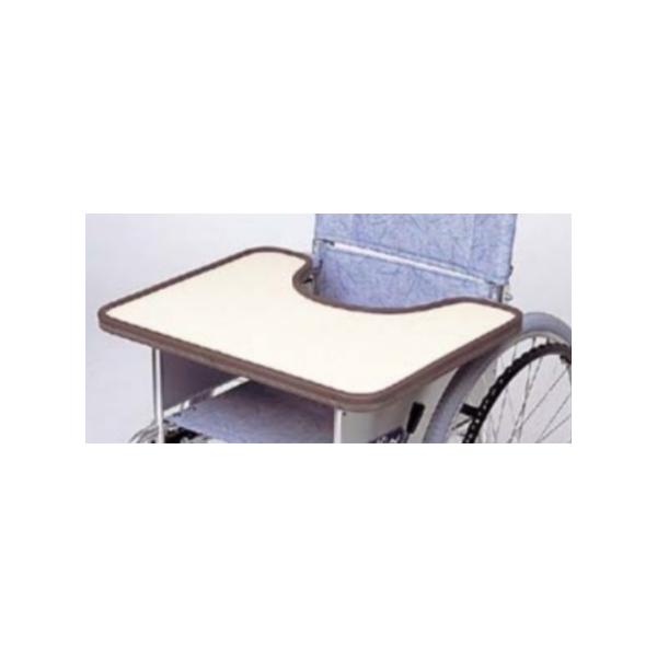 日進医療器 車いす用テーブル(白) 全面ゴム枠 KF-4WM マジック止め式
