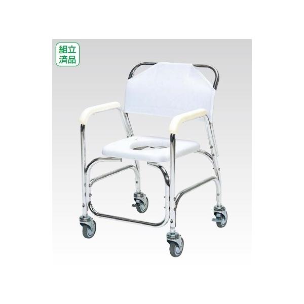 日進医療器 アルミシャワーチェア ステンレス製後輪ダブルストッパー