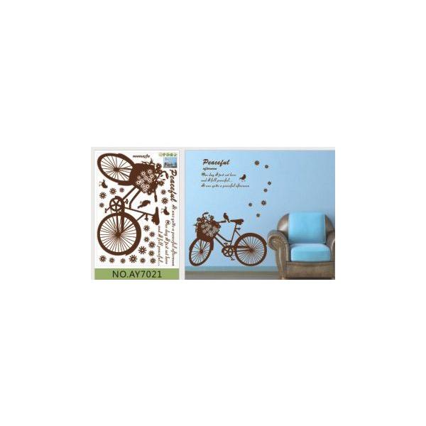 ウォールステッカー 自転車 花 鳥 壁ステッカー 自転車＆フラワーバード 50×70 誰でも簡単にお部屋の壁をデコレーションできるシール