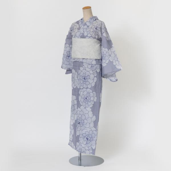 花古今 浴衣 単品 紺地 花柄 綿紅梅 sanbi-do_yukata-h5502-a
