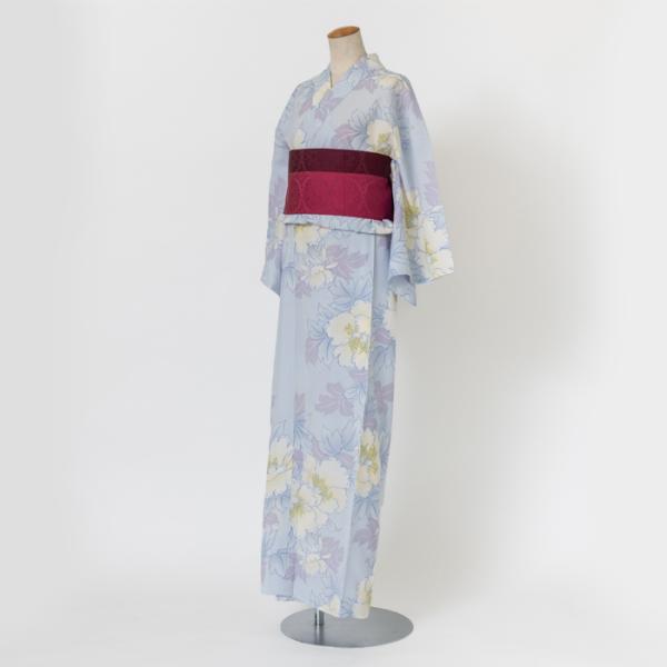 ゆかた 古今 芍薬 （アイスブルー） 東レセオα 水色 仕立て