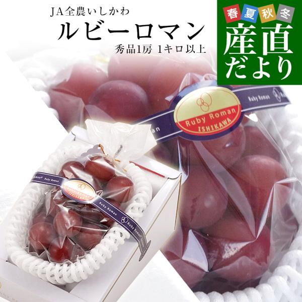 石川県産 JA全農いしかわ ルビーロマン 秀品1房 1キロ以上 化粧箱入り 送料無料 葡萄 ぶどう ブドウ ※クール便爆買
