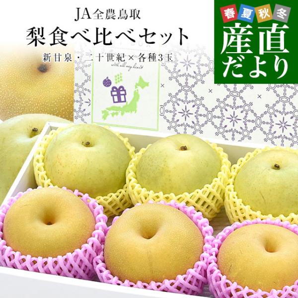 鳥取県産 JA全農鳥取 梨食べ比べセット 約1.8キロ 6玉入り(新甘泉、二十世紀×各種3玉）送料無料 なし 赤梨 青梨 詰め合わせ