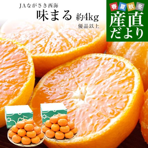 東京都大田市場より発送いたします。商品名：味まる原産地：長崎県内容量：約2キロ×2箱長崎県産　JAながさき西海の厳選みかん「味まる」海からのミネラルも豊富、糖度が高く味にコクと深み！そして、徹底した栽培努力から育まれたみかんです。 早生品種...