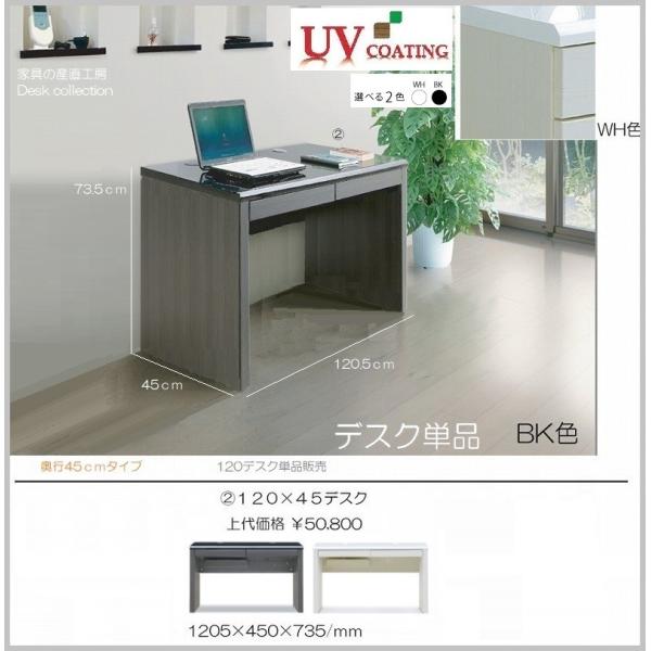 BI-COM 120×45デスク 単品販売 光沢 鏡面ＵＶ塗装 天板 ホワイト